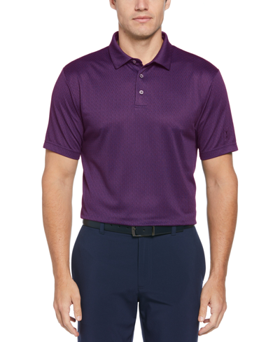 Shop Pga Tour Men's Two-color Mini Jacquard Short-sleeve Golf Polo Shirt In Grape Royale