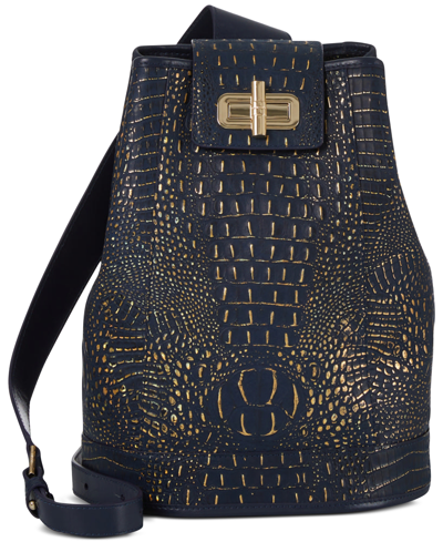 Shop Brahmin Maddie Inverness Embossed Leather Backpack In Ink Inverness