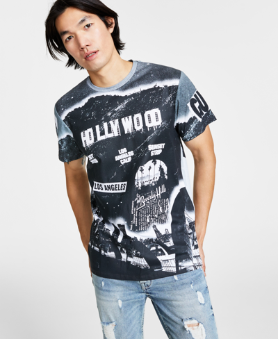 Shop Guess Men's Hollywood Graphic T-shirt In Jet Black Multi