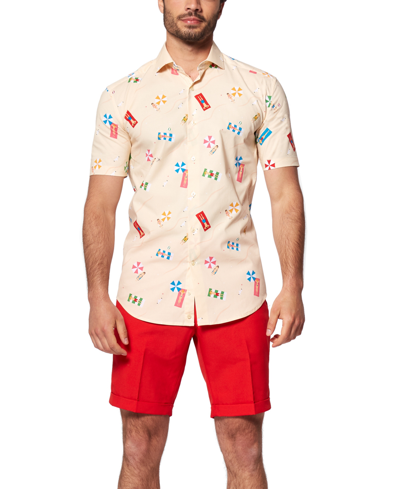 Shop Opposuits Men's Short-sleeve Beach Life Graphic Shirt In Beige