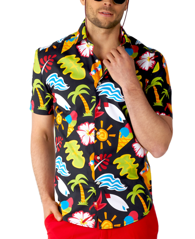 Shop Opposuits Men's Short-sleeve Tropical Thunder Shirt In Black
