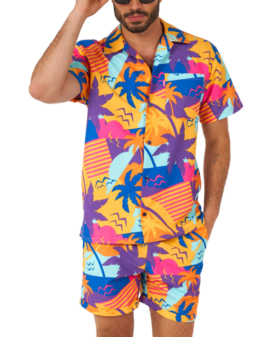 Shop Opposuits Men's Short-sleeve Palm Power Graphic Shirt & Shorts Set In Miscellane