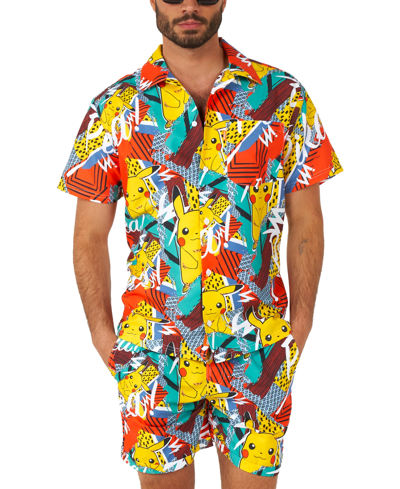 Shop Opposuits Men's Short-sleeve Pikachu Graphic Shirt & Shorts Set In Miscellane