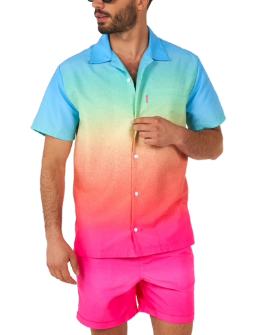 Shop Opposuits Men's Short-sleeve Funky Fade Shirt & Shorts Set In Pink