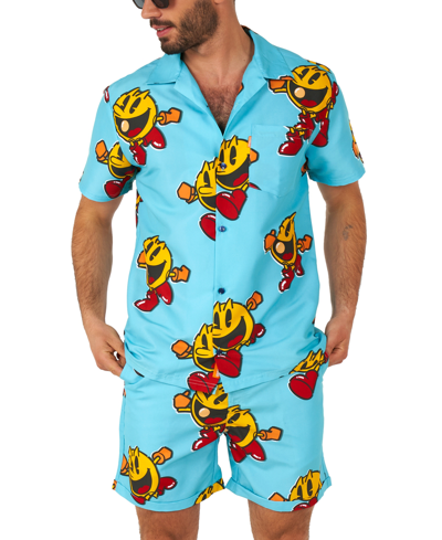 Shop Opposuits Men's Short-sleeve Pac-man Graphic Shirt & Shorts Set In Blue