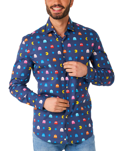 Shop Opposuits Men's Long-sleeve Pac-man Graphic Shirt In Blue