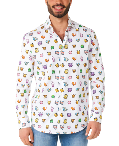 Shop Opposuits Men's Long-sleeve Pixel Pokemon Graphic Shirt In White
