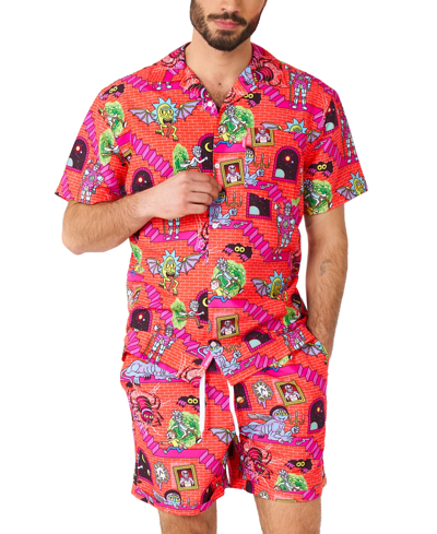 Shop Opposuits Men's Short-sleeve Rick & Morty Graphic Shirt & Shorts Set In Red