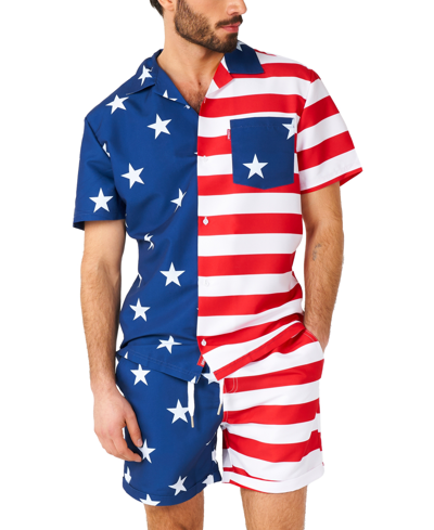 Shop Opposuits Men's Short-sleeve Stars & Stripes Shirt & Shorts Set In Miscellane