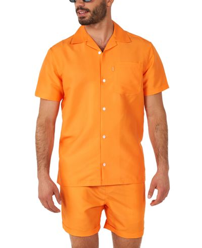 Shop Opposuits Men's Short-sleeve Solid Orange Shirt & Shorts Set