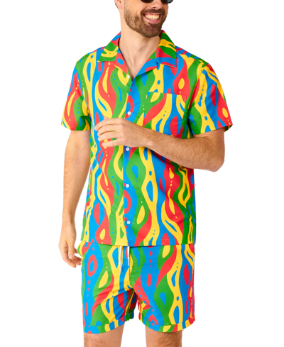 Shop Opposuits Men's Short-sleeve Loopy Lines Shirt & Shorts Set In Miscellane