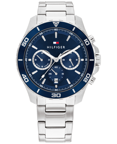Shop Tommy Hilfiger Men's Multifunction Silver-tone Stainless Steel Watch 43mm