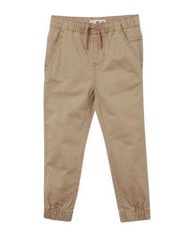 Shop Cotton On Toddler And Little Boys Elastic Waistband Will Cuffed Chino Pants In Washed Stone