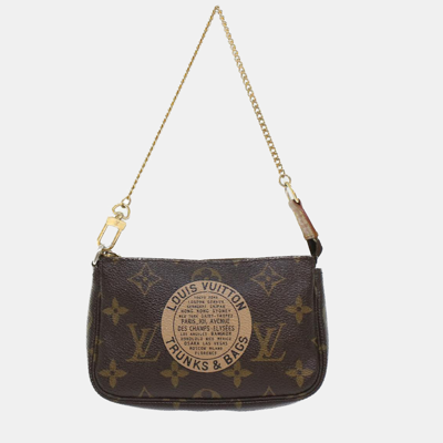 Pre-owned Louis Vuitton Brown Canvas Pochette Accessoires Clutch Bag