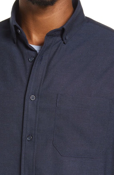 Shop Mizzen + Main City Flannel Trim Fit Performance Button-down Shirt In Navy Heather