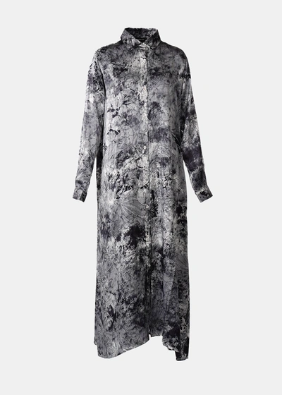 Shop Avant Toi Three Colors Camouflage Dress In B&w Peonies Silk In Gray