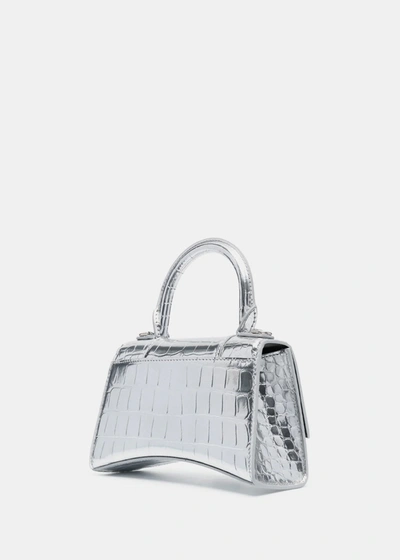 Shop Balenciaga Silver Hourglass Xs Top Handle Bag