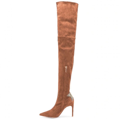 Shop Elisabetta Franchi Brown Leather Di Calfskin Women's Boot