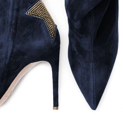 Shop Elisabetta Franchi Blue Leather Di Calfskin Women's Boot
