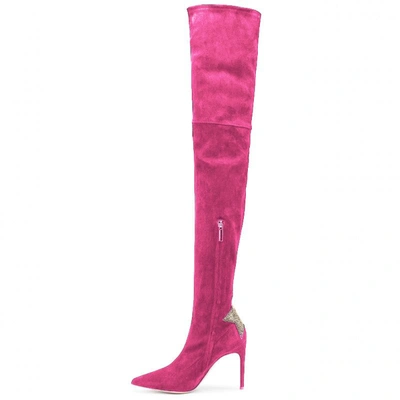 Shop Elisabetta Franchi Fuchsia Leather Di Calfskin Women's Boot
