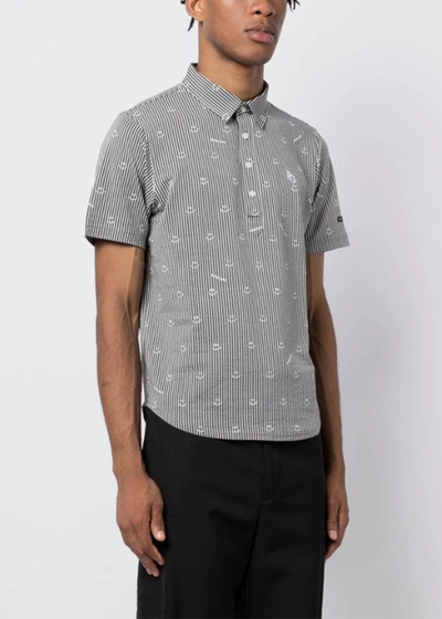 Shop Pearly Gates Grey Pinstriped Polo Shirt In Gray