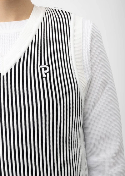 Shop Pearly Gates White Pg Logo V-neck Knit Vest In White Base