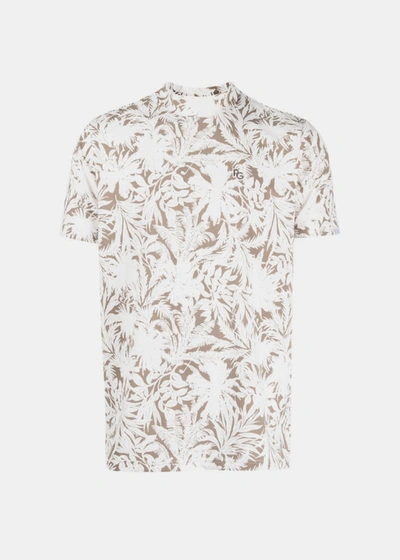 Shop Pearly Gates White/khaki Mock Neck T-shirt In Camo