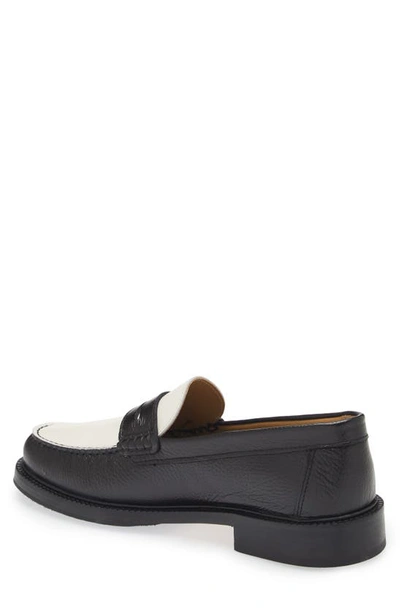 Shop Vinny's Yardee Penny Loafer In Black Leather / White Leather