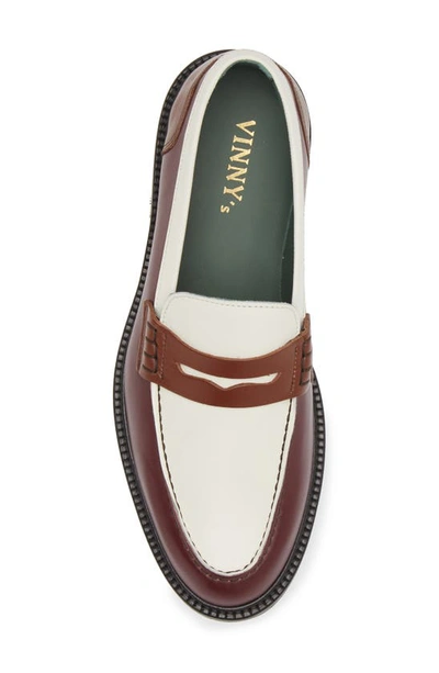 Shop Vinny's Townee Penny Loafer In Burgundy/ Brown/ Off White