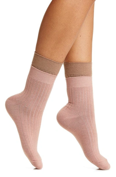 Shop Hue Assorted 2-pack Layered Look Crew Socks In Pink Pack