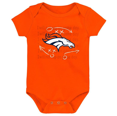 Shop Outerstuff Newborn & Infant Orange/navy/heather Gray Denver Broncos Three-pack Eat, Sleep & Drool Retro Bodysui