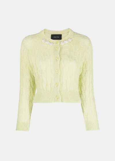 Shop Simone Rocha Green Cable Knit Long Sleeve Cardigan In Greem