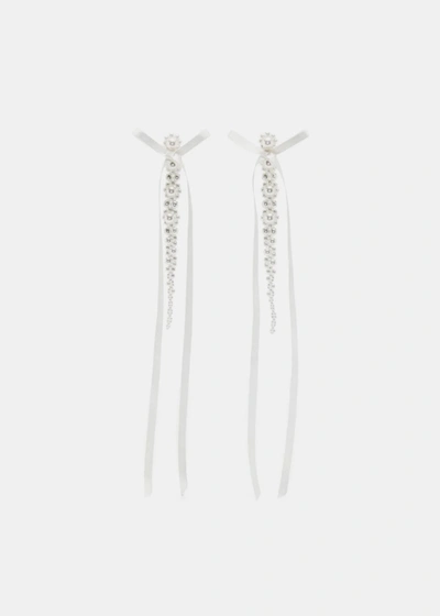 Shop Simone Rocha Pearl Bow Ribbon Drip Earrings In White
