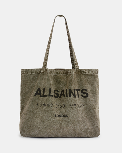 Shop Allsaints Underground Acid Wash Tote Bag, In Green