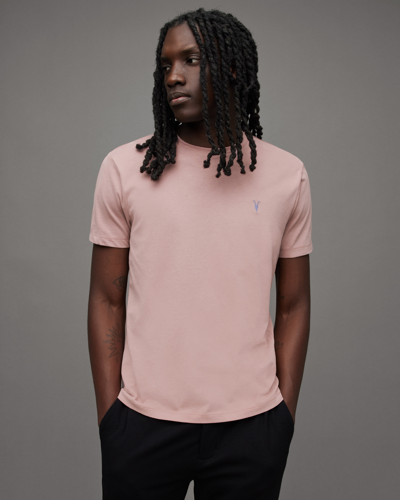 Shop Allsaints Brace Brushed Cotton Contrast T-shirt In Brick Pink