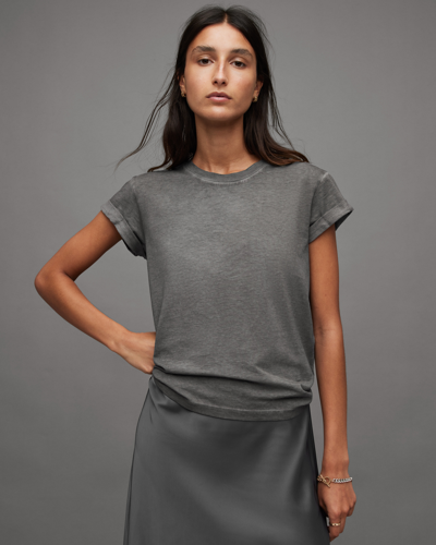 Shop Allsaints Anna Crew Neck Short Sleeve T-shirt In Washed Grey