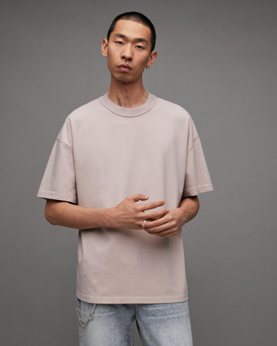 Shop Allsaints Isac Oversized Crew Neck T-shirt In Pink