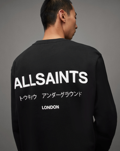 Shop Allsaints Underground Oversized Crew Sweatshirt In Jet Black