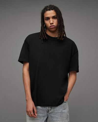 Shop Allsaints Isac Oversized Crew Neck T-shirt In Jet Black