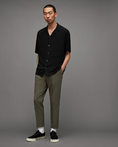 Shop Allsaints Tallis Slim Fit Cropped Tapered Pants In Sorghum Green