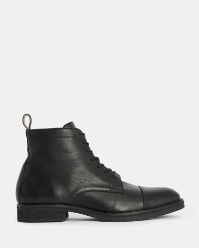 Shop Allsaints Drago Leather Lace Up Boots, In Black