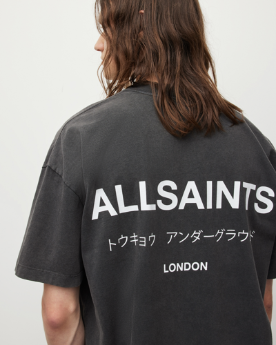Shop Allsaints Underground Oversized Crew Neck T-shirt In Black