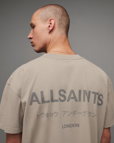 Shop Allsaints Underground Oversized Crew Neck T-shirt, In Stone Taupe