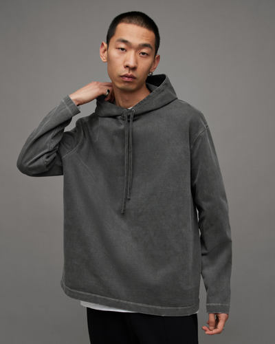 Shop Allsaints Brookes Pullover Washed Relaxed Hoodie In Cinder Grey