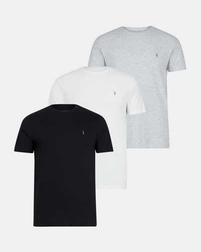 Shop Allsaints Tonic Crew Ramskull T-shirts 3 Pack, In Optic/black/grey
