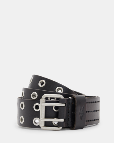 Shop Allsaints Sturge Leather Eyelet Belt, In Black