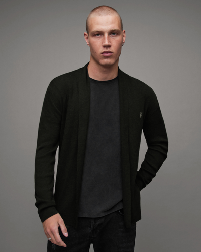 Shop Allsaints Men's Merino Wool Lightweight Mode Cardigan In Black