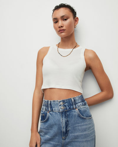 Shop Allsaints Rina Cropped Sleeveless Tank Top In White