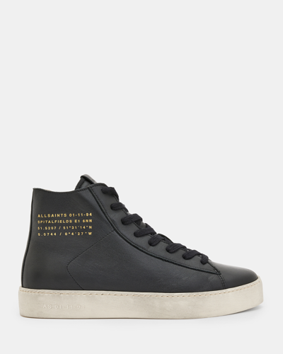 Shop Allsaints Tana Leather High Top Trainers, In Black