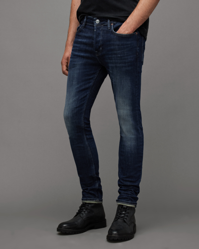 Shop Allsaints Cigarette Skinny Fit Stretch Denim Jeans In Navy Blue